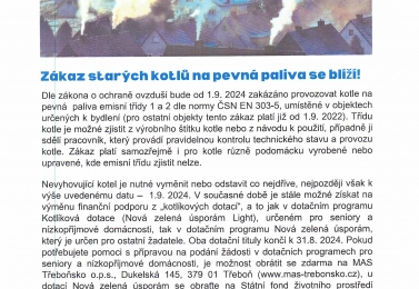 Zákaz provozování kotlů nižší než 3. emisní třídy od 01.09.2024